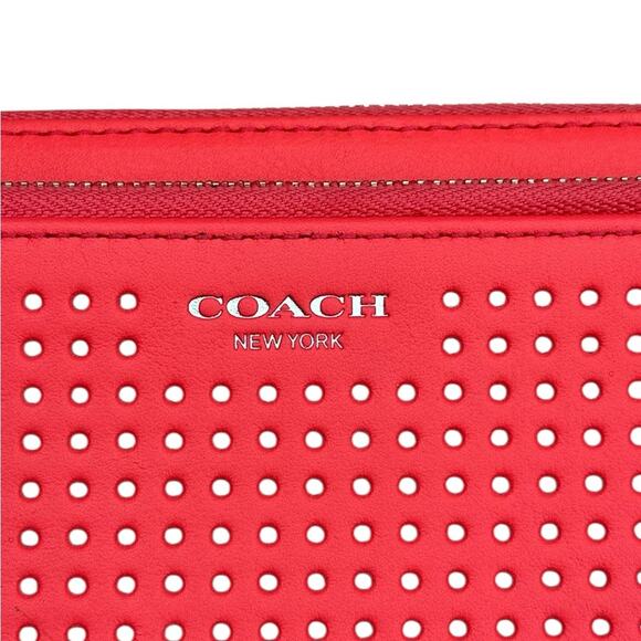 Coach Vibrant Coral Perforated Women's Wallet NWOT - Picture 12 of 12